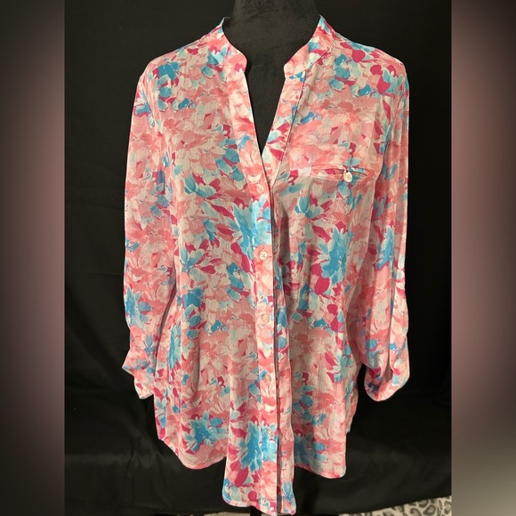 Kut From The Kloth Floral Long Sleeve Blouse Size M - Picture 1 of 7